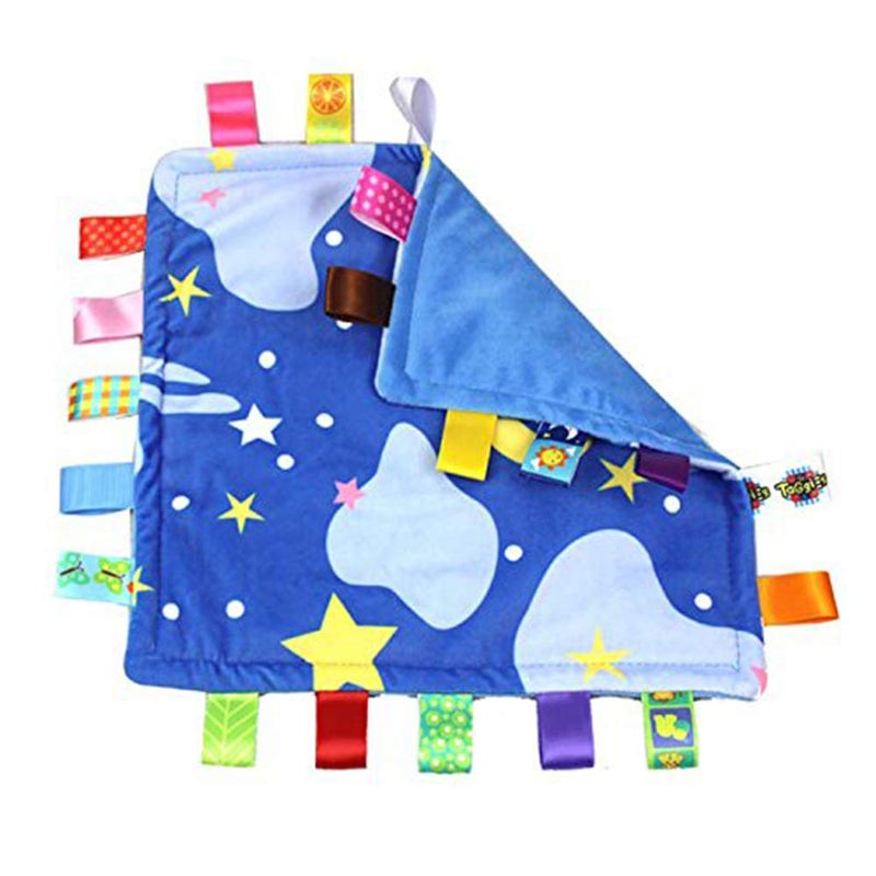 VOBRAMY Blue Baby Tag,Baby Taggy Blanket - Blue with Cloud Tag, Taggy Blanket Best Gift for Newborn Boy and Girls - Image 3